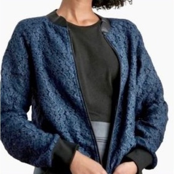 Stella and Dot Navy Laced Bomber Jacket - Picture 3 of 4